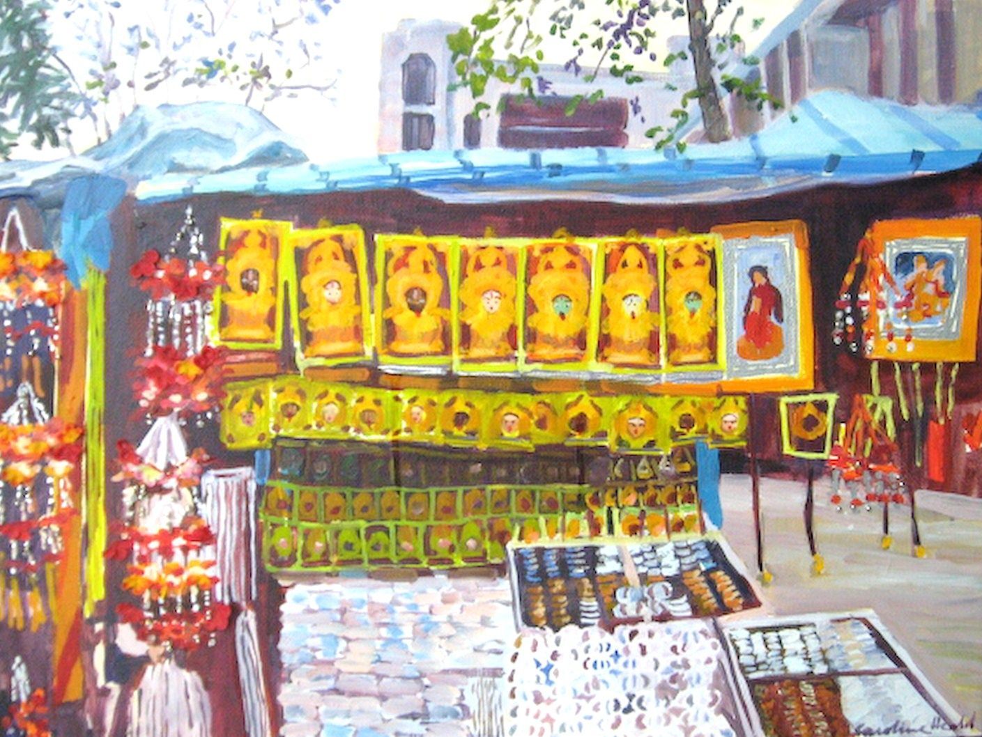 OIL AND COLLAGE ON CANVAS 18 X 24  UNFRAMED  $600  KALIGHAT SHOP