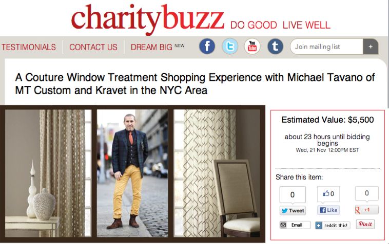 Celebrity Designer Consultation at Kravet for DIFFA via Charitybuzz