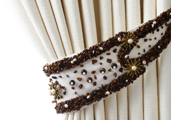 Tiger Eye Semi Precious Stone Encrusted Drapery Tie back by Michael Tavano for MT Custom