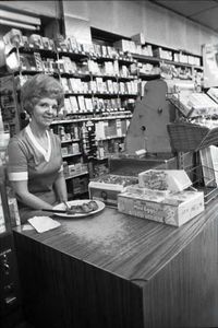 Cashier, Plaza Drugs, Atlanta, 1977.