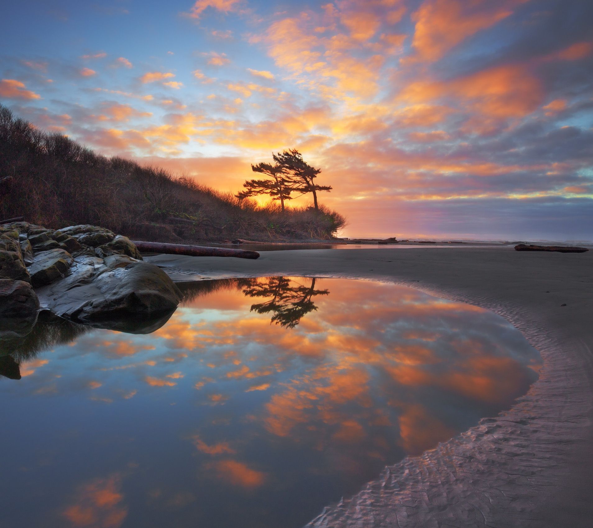Olympic National Park, Washington Sunset Before Christmas, Kalaloch Creek
