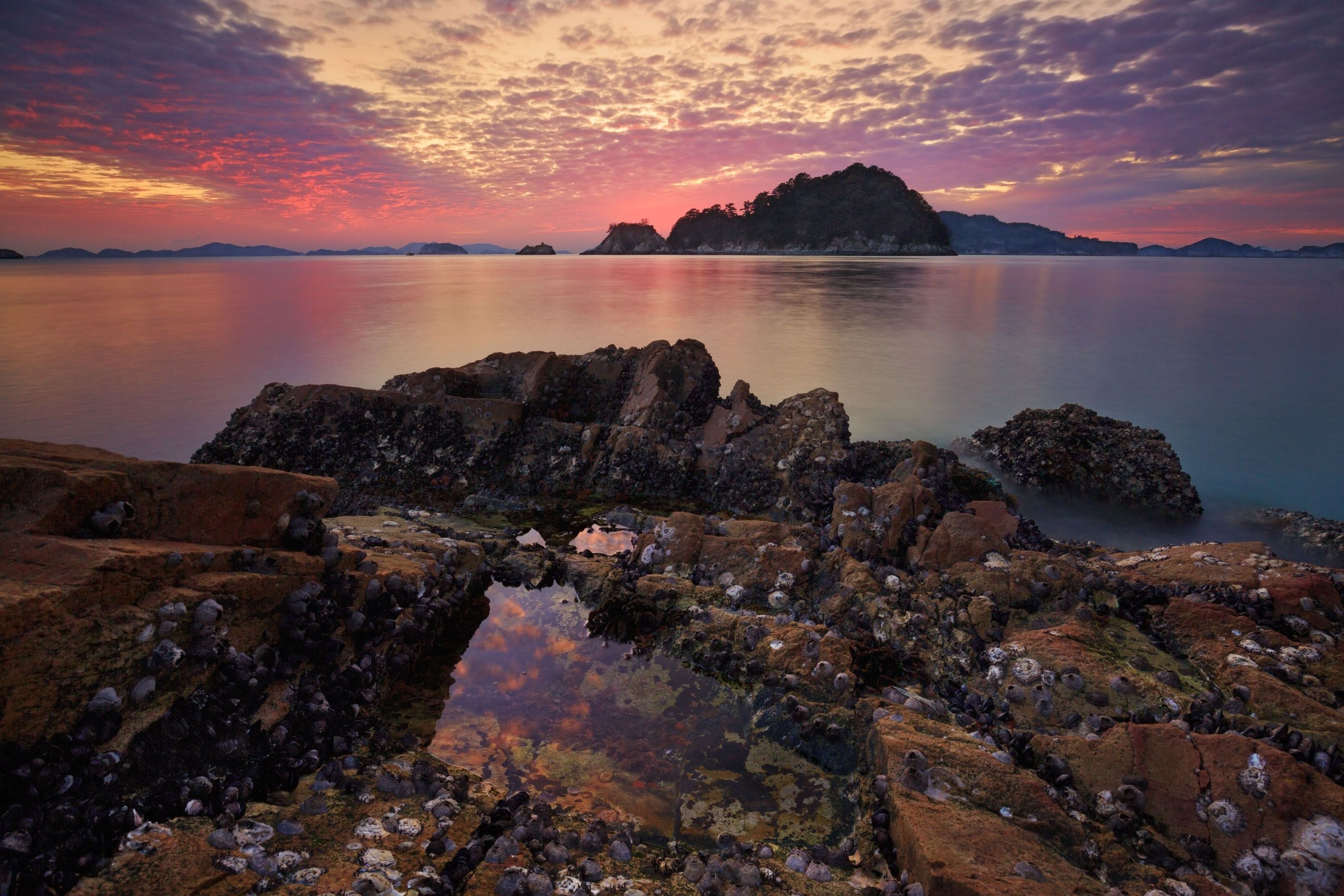 BiJin Island, HallyeoHaeSang National Marine Park, South Korea Tidepool Under Western Skies from BiJinDo