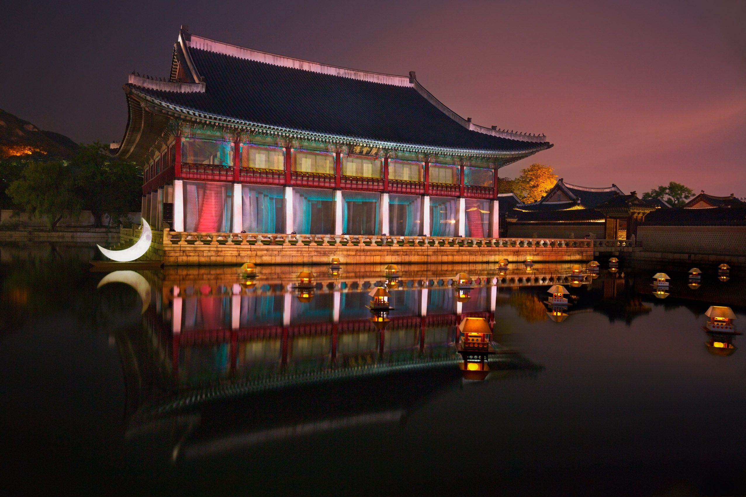 Seoul, South Korea Gyeonghoeru Pavilion, Gyeongbokgung Palace After Dark