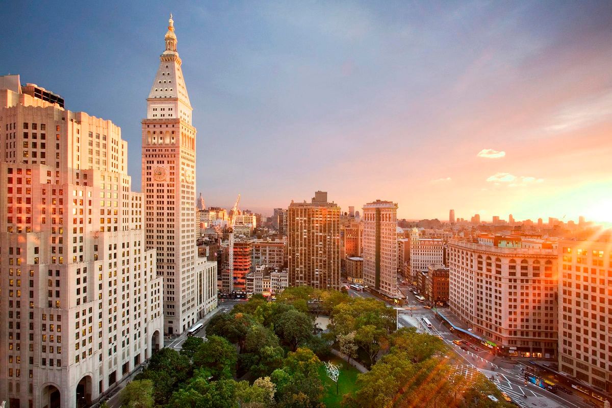 Sunset over Madison Square Park, NYC