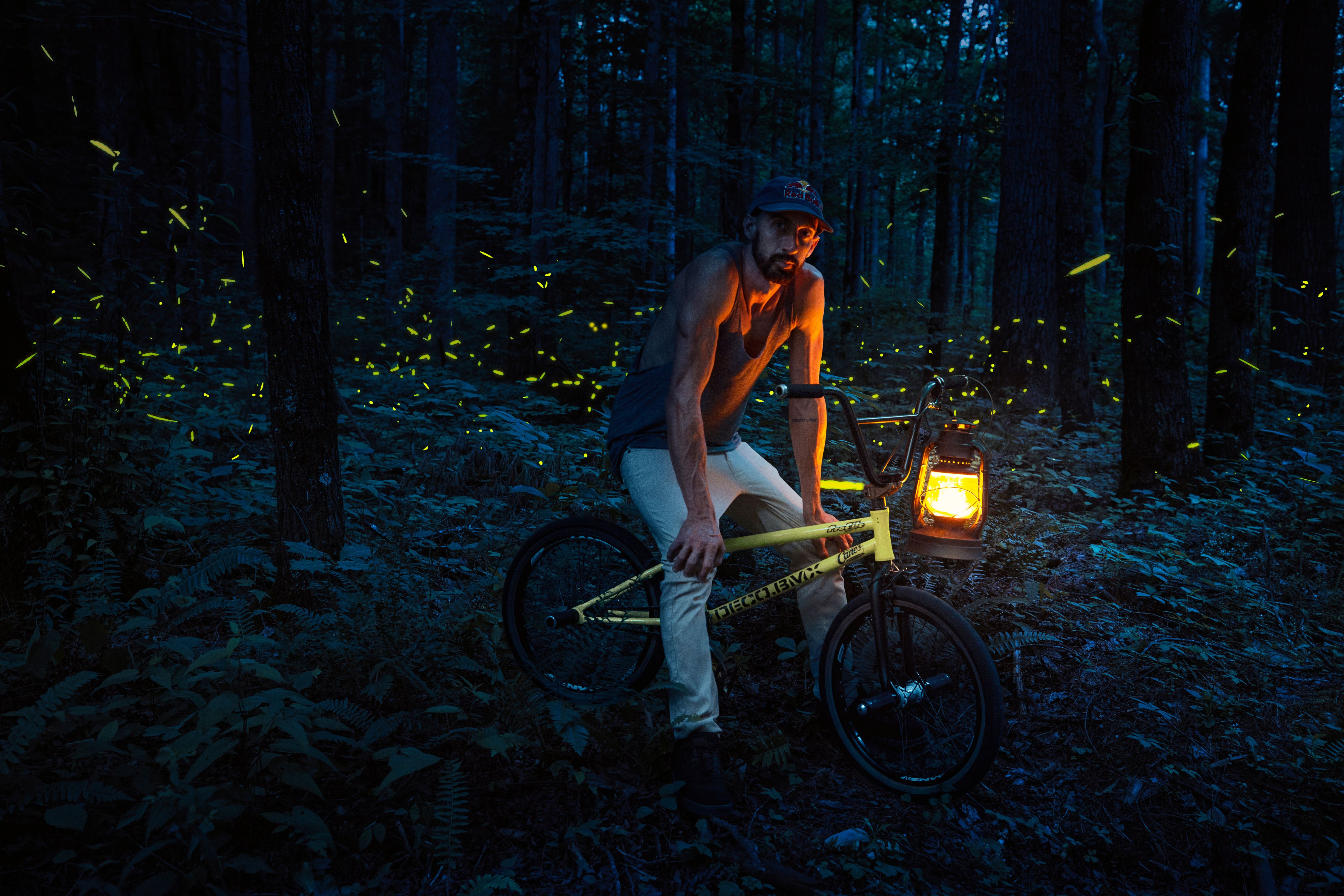 Terry Adams sits amongst the Fireflies of Tennessee