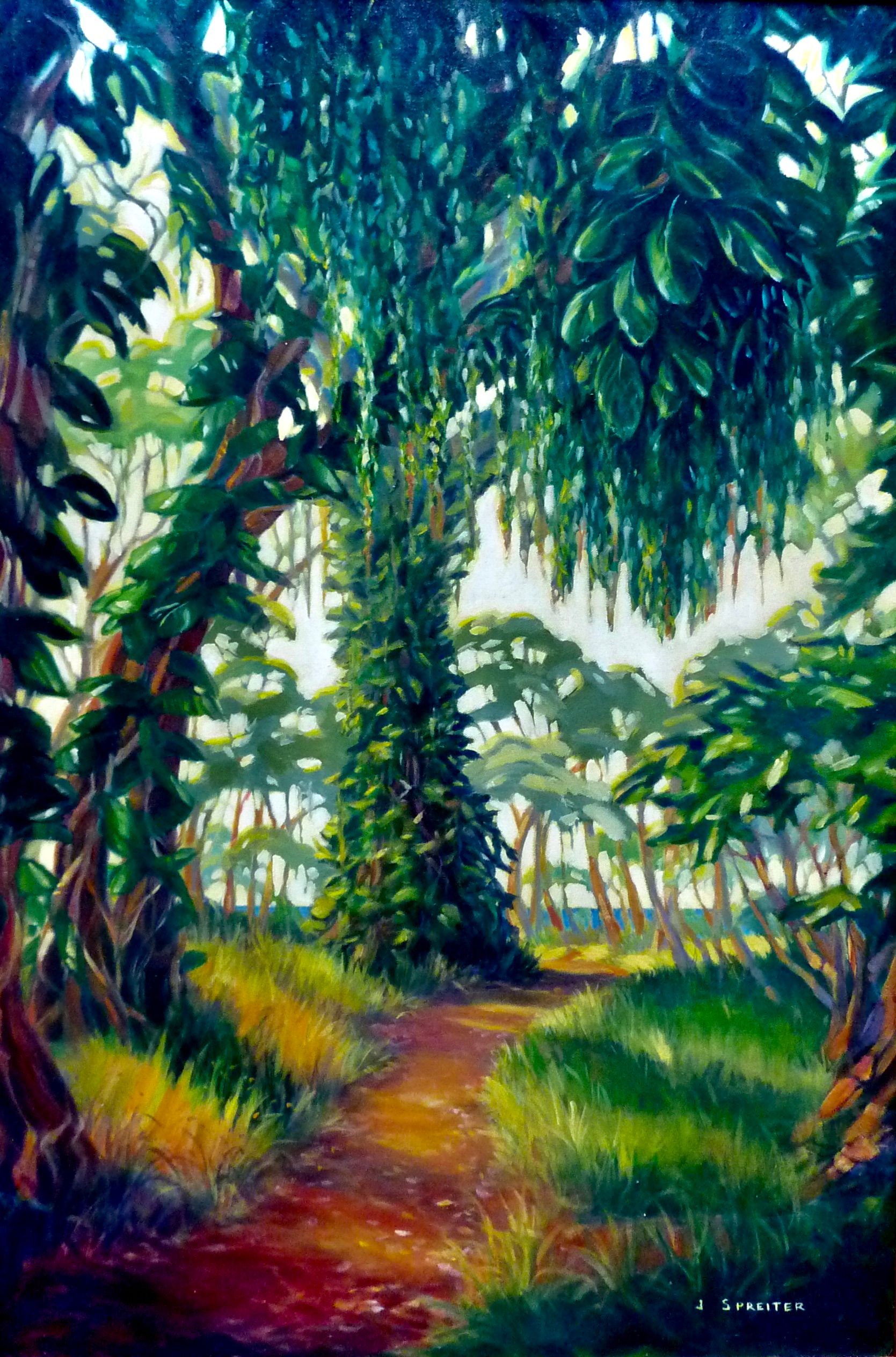 Original oil on canvas 24x36" Honolua Jungle Trail
