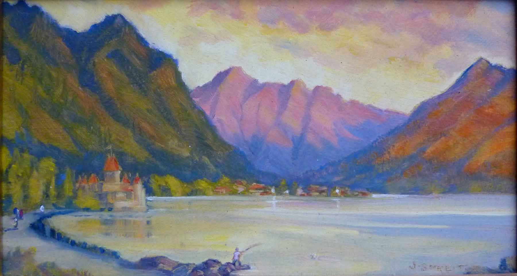 4"x8" oil on panel Chateau de Chillon, Lake Geneva, Switzerland