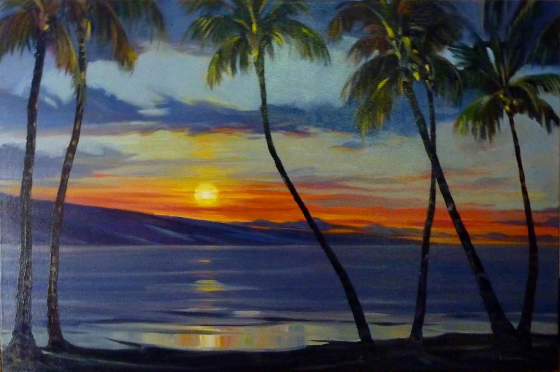 24"x36" original oil on canvas Ka'anapali Sunset