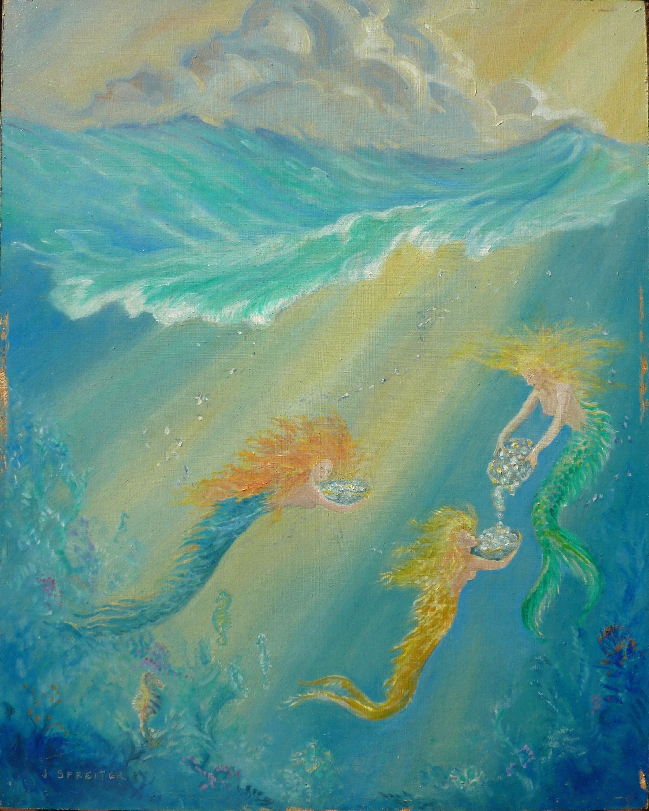 Mermaids Gathering Pearls