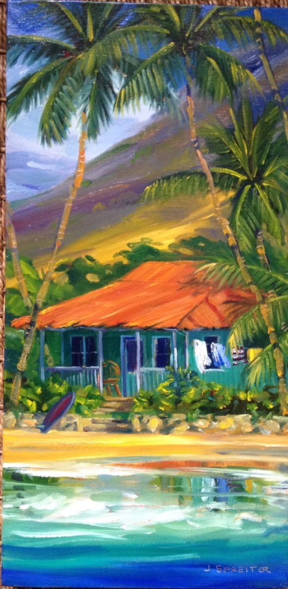 Original oil on 1-1/2" gallery wrap canvas 8x16 Slice of Paradise