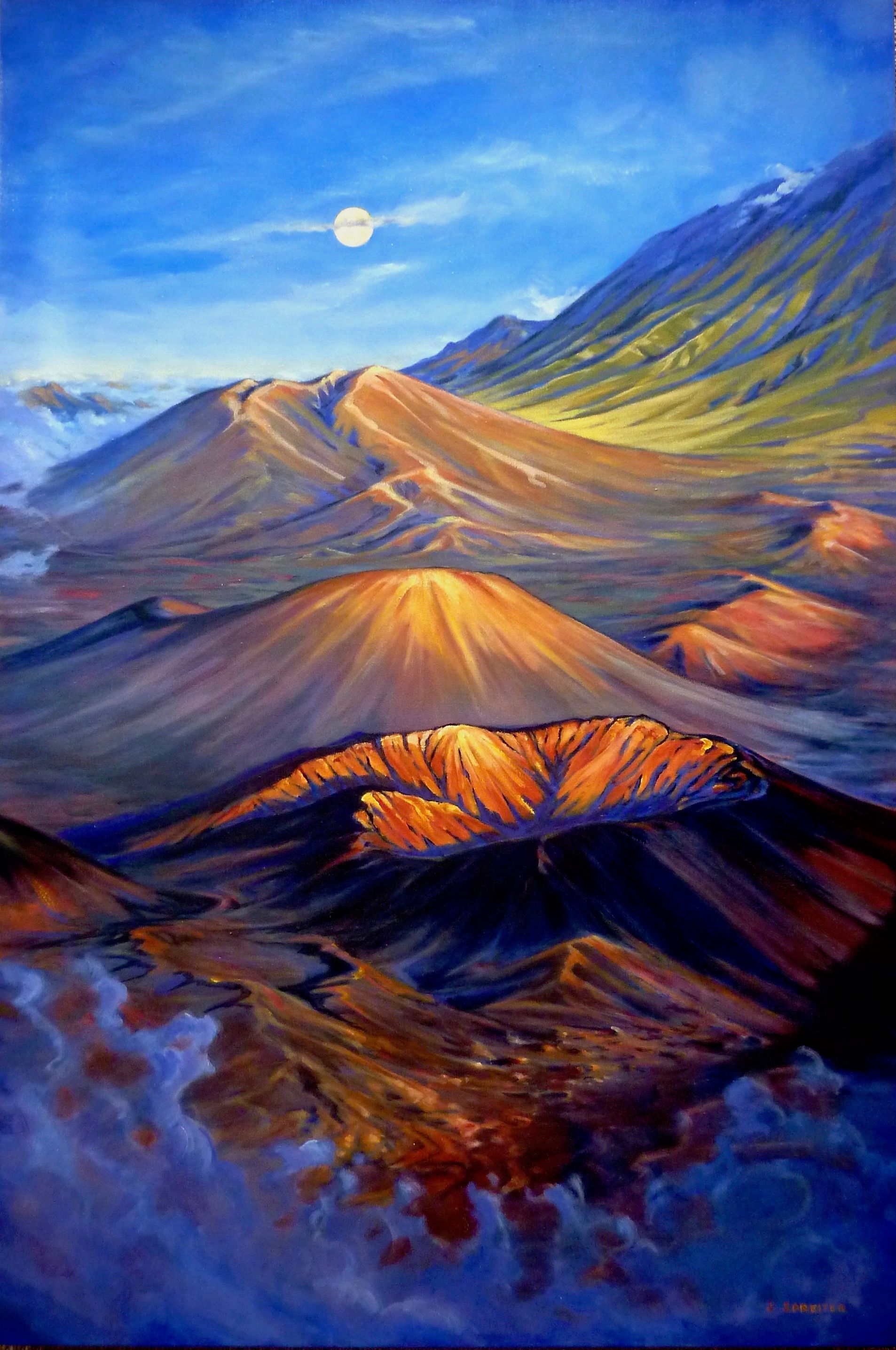Original oil on canvas 32x48 Haleakala Moon
