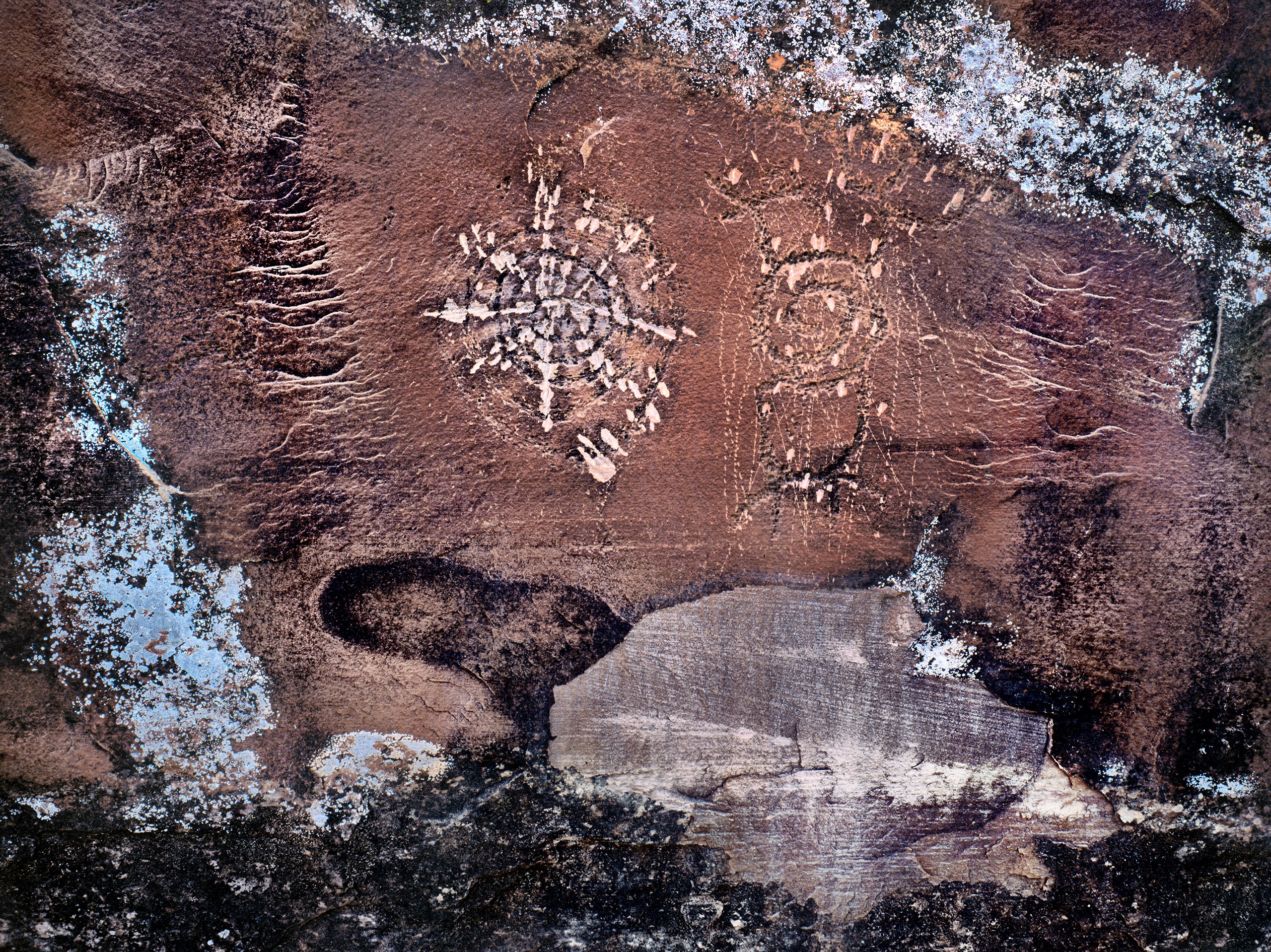 Desecrated Petroglyphs, along Indian Creek, Utah