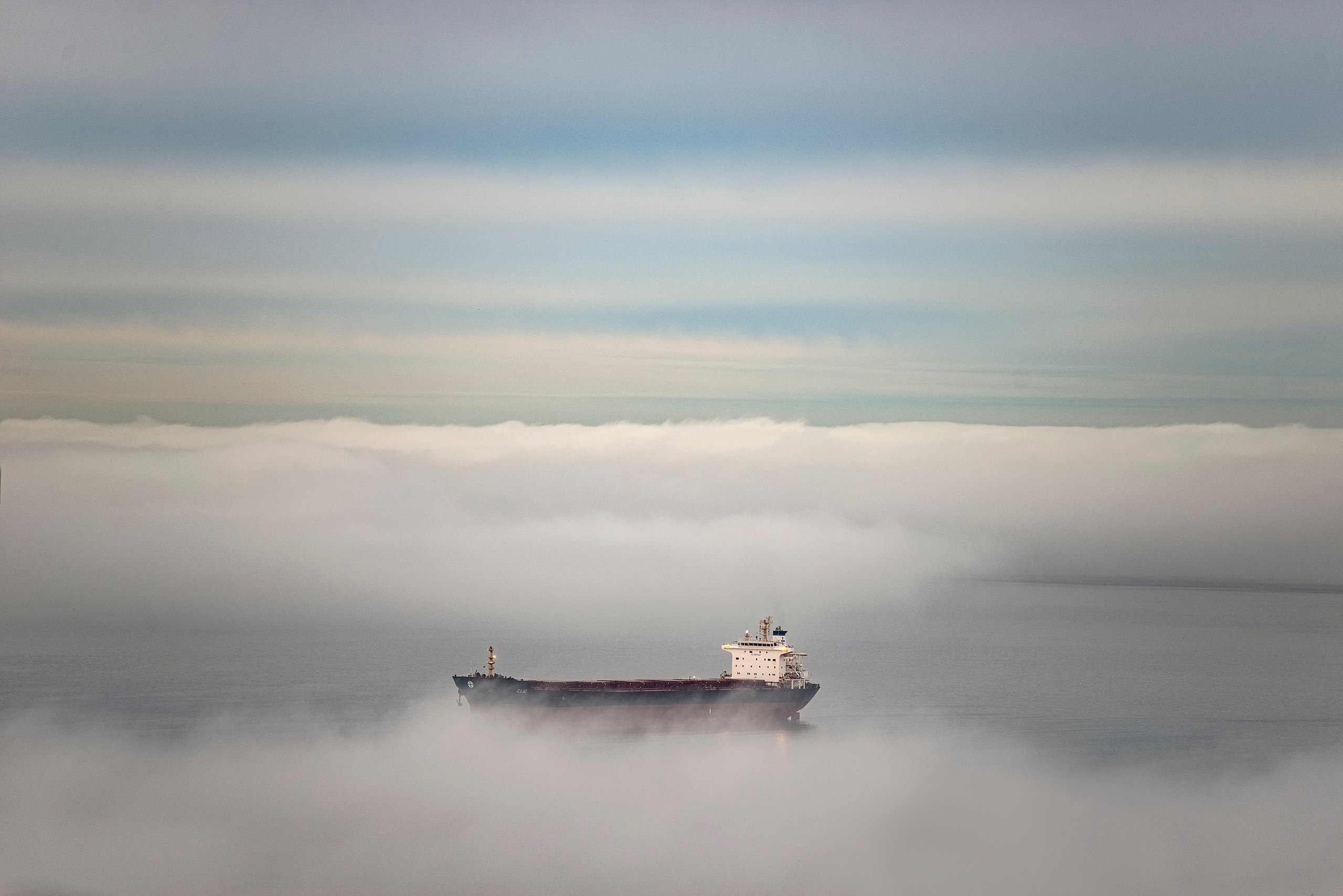 Anchored Freight Ship, Elliott Bay, Seattle, Washington
