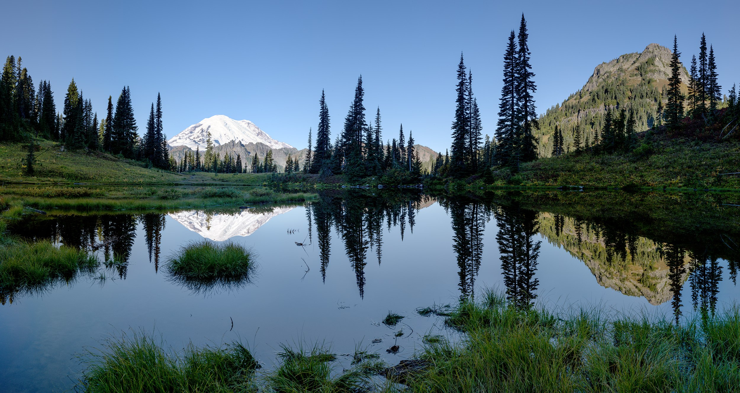 Dawn, Little Tipsoo Lake, Mt. Rainier and Yakima Peak, Washington