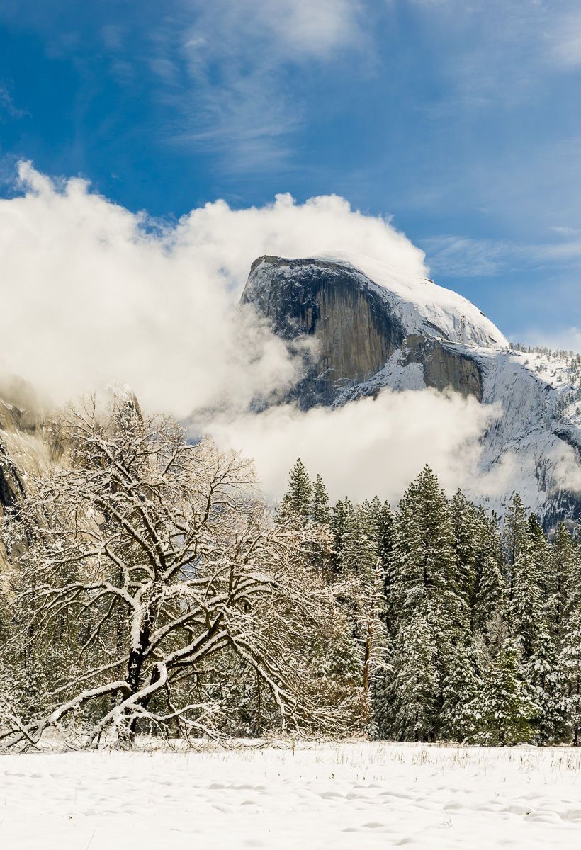 Half Dome in the midst of a Clearing Snow Storm