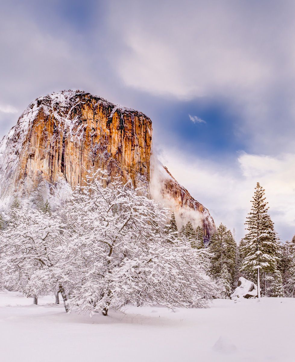 El Capitan surrounded by Fresh Snow