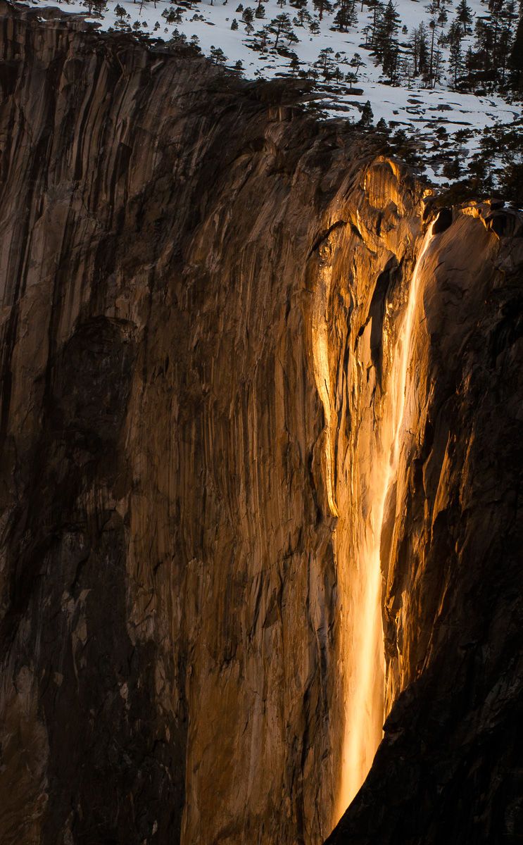 Glowing Horse Tail Falls at sunset
