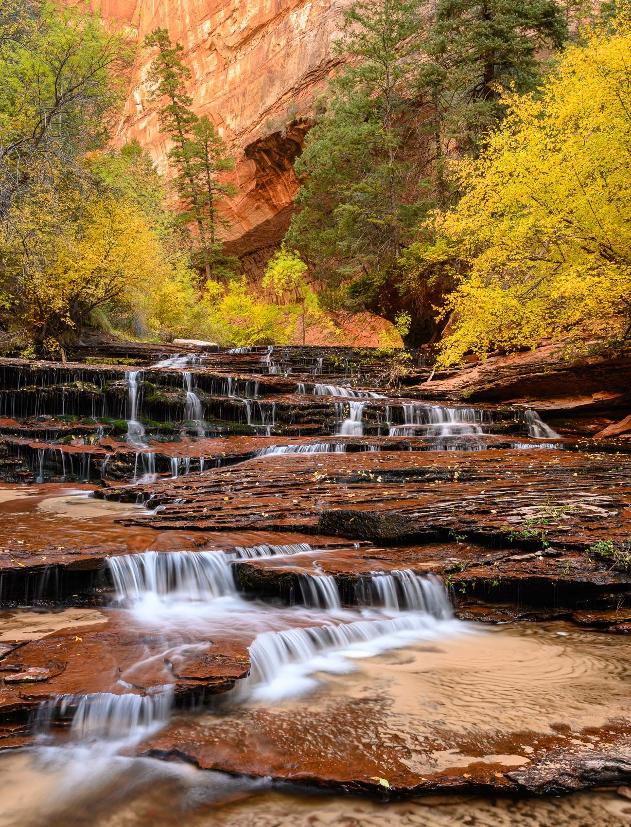 Fall colors and waterfall