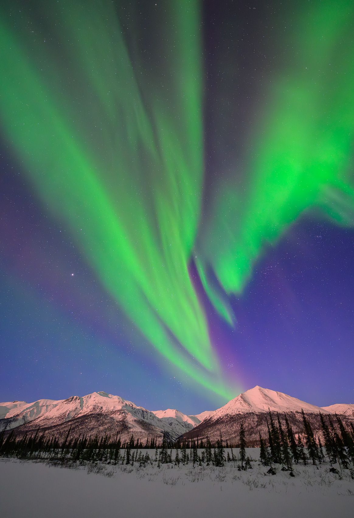 Northern Lights over Brooks Range, Alaska Aurora Borealis
