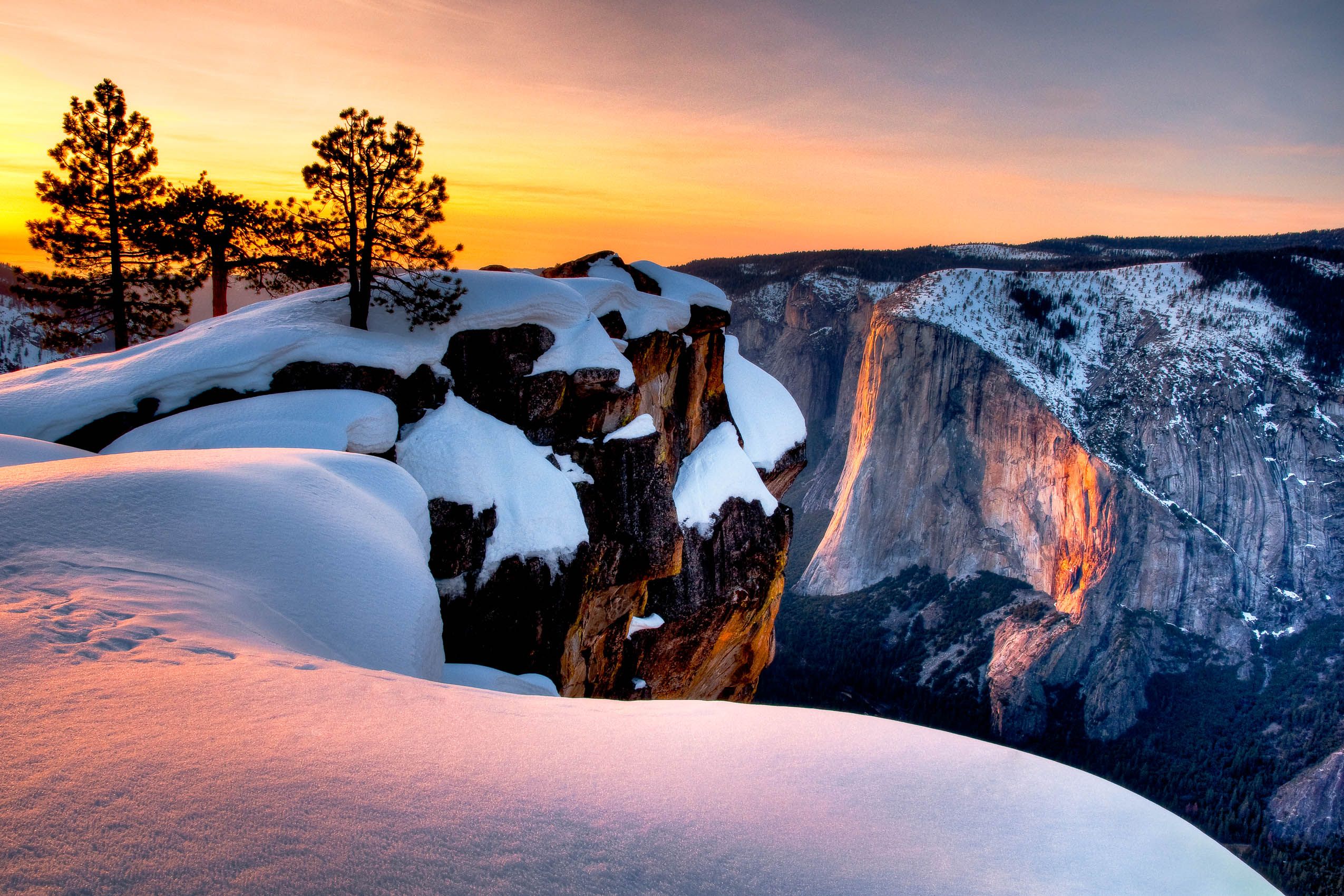 Horse Tail Falls from South Rim of Yosemite 