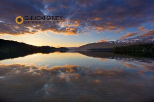 Beautiful sunset over Whitefish Lake in Montana, USA Whitefish Lake