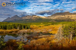 Beaver Ponds reflect mountain peaks near Marias Pass in autumn in Glacier National Park, Montana, USA Marias-Ponds-Fall_004-588.jpg