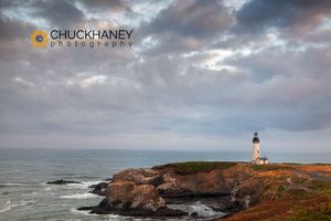 Yaquina Head Lighthouse built in 1873 and 93 feet tall near Newport, Oregon, USA Yaquina Lighthouse