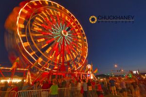 Ferris wheel at dusk at the Northwest Montana Fair in Kalispell, Montana, USA NW Montana Fair