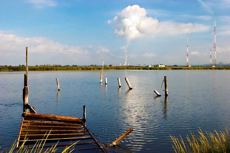 Looking north to the PSE&G power plant in Ridgefield from Mill Creek, Secaucus NJ. Power Plant Plume, 2005