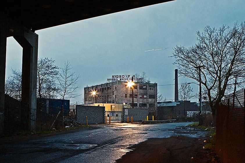 A twilight view under the NJ Turnpike in Newark NJ. Turnpike Underpass View, 2006