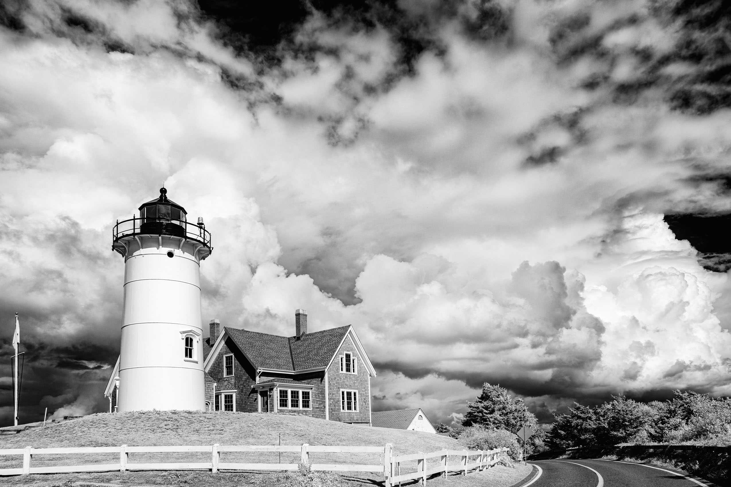 Infrared photograph of the Nobska Lighthouse overlooking the harbor and Vineyard Sound in Woods Hole, MA Nobska Lighthouse