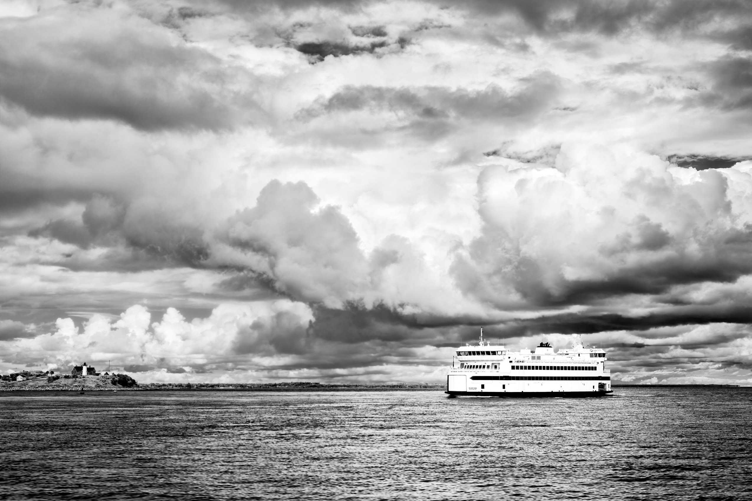 Infrared photograph of the Island Home ferry crossing Vineyard Sound from Martha's Vineyard to Woods Hole, MA Island Home, Vineyard Sound