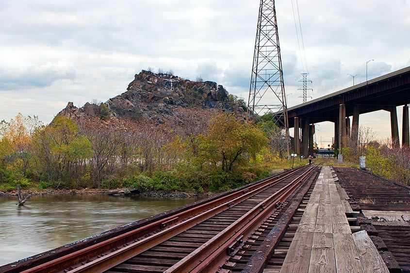 NJ Transit railroad tracks and the NJ Turnpike at Laurel Hill, Secaucus NJ NJ Transit Tracks, 2006