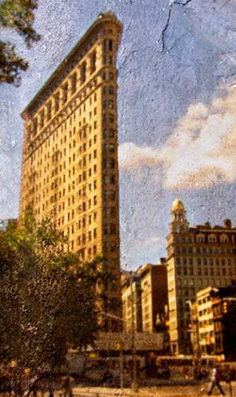 The iconic Flat Iron Building from Madison Square Park. Flat Iron Memories, New York City 2006
