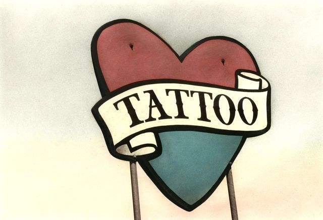 tatoo sign, hollywood blvd, ca, 1982