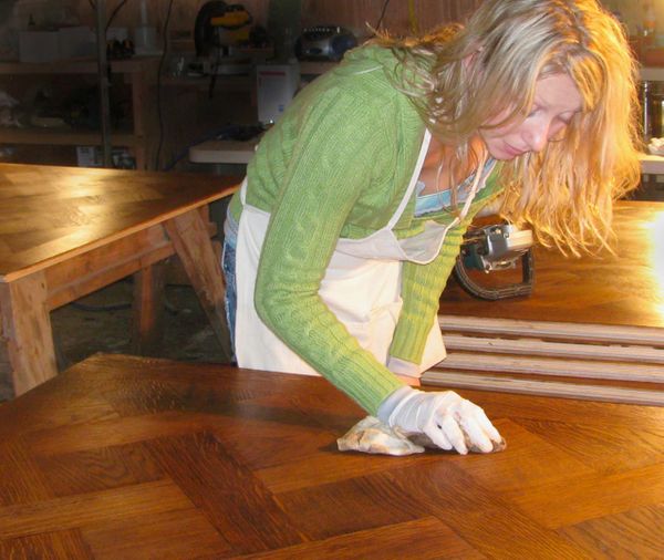Handwork on versailles pattern floor