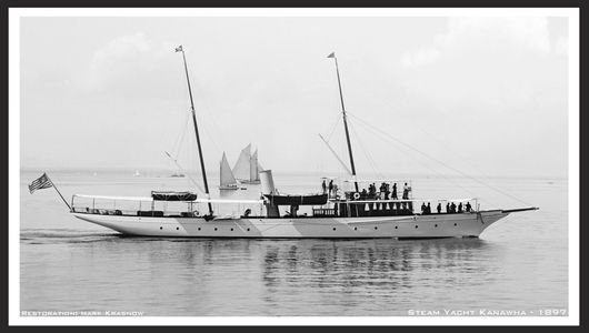 Vintage Sailboats - Restored Art Prints for Home & Office - Steam Yacht Kanawha, Glencove 1897
