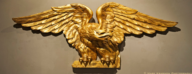 Carved Wooden Eagle on Display at Mystic Seaport in Mystic, CT