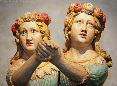 Sisters Wooden Carvings at Mystic Seaport in Mystic, CT