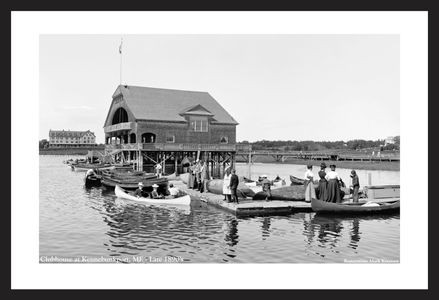 Boat Clubhouse at Kennebunkport, ME, - Late 1890's - vintage black & white art print restoration