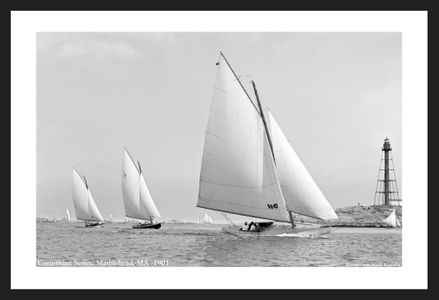 Corinthian Series in Marblehead - 1901 - Vintage sailing photography art print restoration