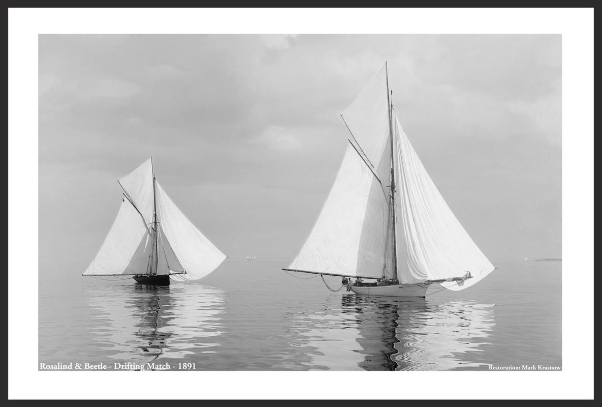 Vintage Sailboats - Rosalind and Beetle drifting match -1891