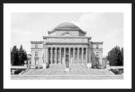Columbia University Law Library - 1905 - Historic black & white art print restoration