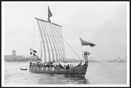 Viking 1893 - Vintage Sailboat art print restoration for Interior Design