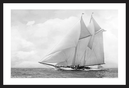 Yacht America - 1899 - Vintage sailing America's Cup photography art print restoration
