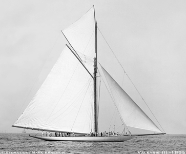 Valkyrie III - 1895 - Vintage Sailboat art print restoration for Interior Design
