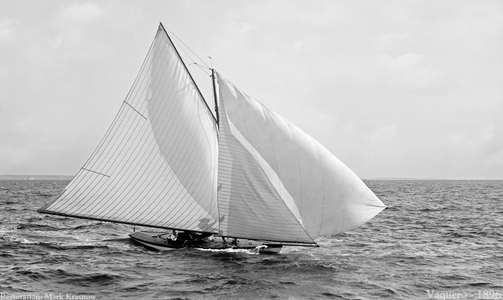Vaquero 1896 - Vintage Sailboat art print restoration for Interior Design