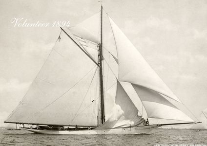 Volunteer 1894 -Vintage Sailboat art print restoration for Interior Design