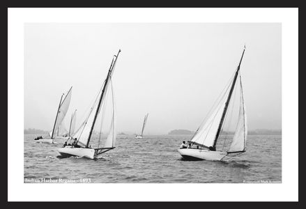 Indian Harbor Regatta -1893  - Vintage sailing photography art print restoration