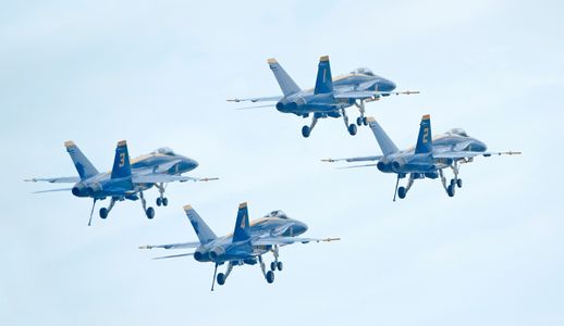 Blue Angels Superhornets in Formation at airshow